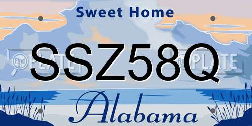SSZ58Q Alabama License Plate