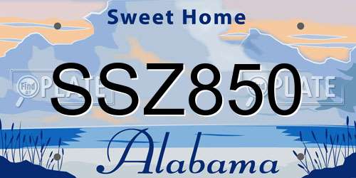 SSZ850 Alabama License Plate