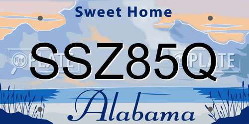 SSZ85Q Alabama License Plate