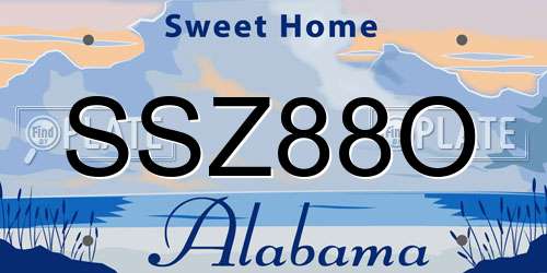 SSZ88O Alabama License Plate