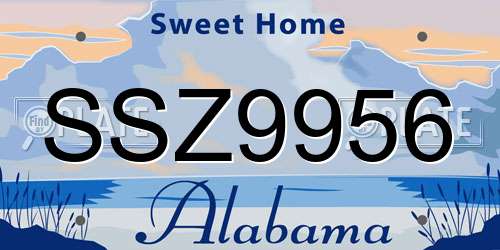 SSZ9956 Alabama License Plate