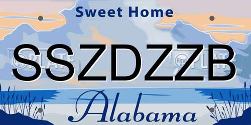 SSZDZZB Alabama License Plate