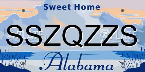 SSZQZZS Alabama License Plate