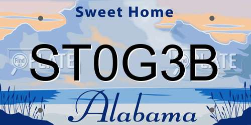 ST0G3B Alabama License Plate