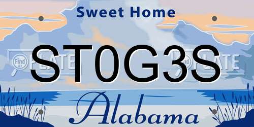 ST0G3S Alabama License Plate