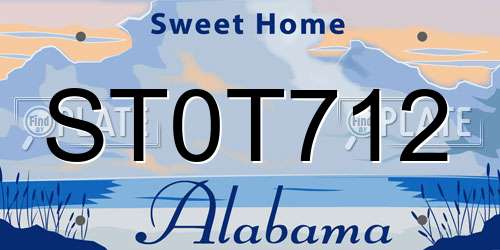 ST0T712 Alabama License Plate