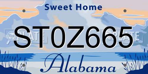 ST0Z665 Alabama License Plate