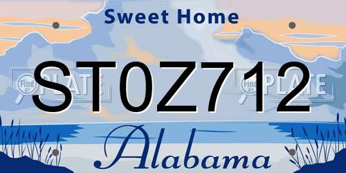 ST0Z712 Alabama License Plate