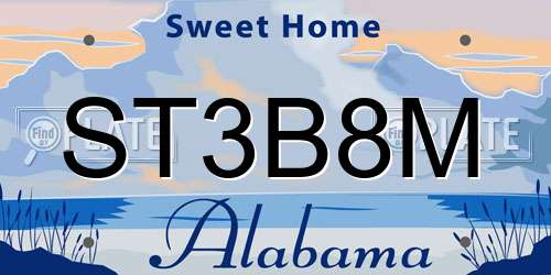 ST3B8M Alabama License Plate
