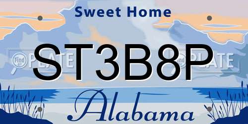 ST3B8P Alabama License Plate