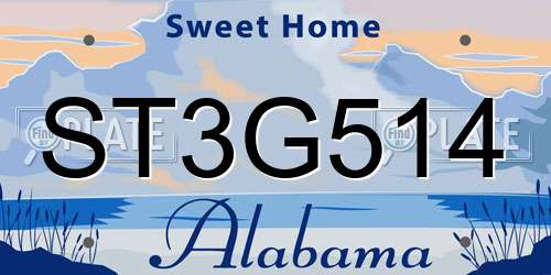 ST3G514 Alabama License Plate