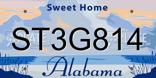 ST3G814 Alabama License Plate