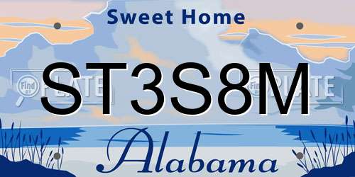 ST3S8M Alabama License Plate