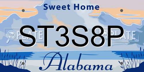 ST3S8P Alabama License Plate
