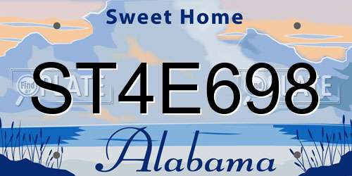 ST4E698 Alabama License Plate