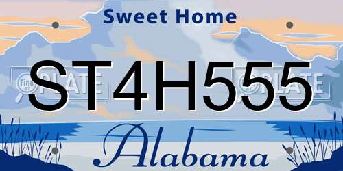 ST4H555 Alabama License Plate