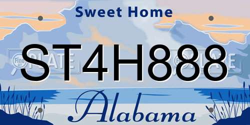 ST4H888 Alabama License Plate