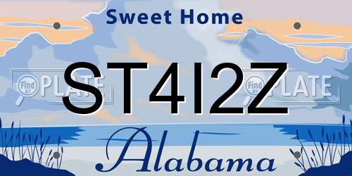 ST4I2Z Alabama License Plate