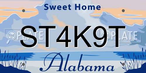 ST4K9T Alabama License Plate