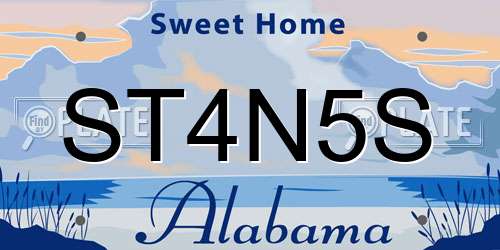 ST4N5S Alabama License Plate