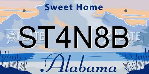 ST4N8B Alabama License Plate