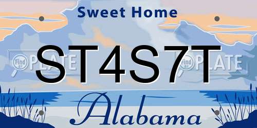 ST4S7T Alabama License Plate