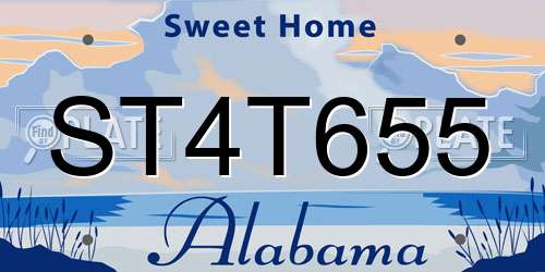 ST4T655 Alabama License Plate
