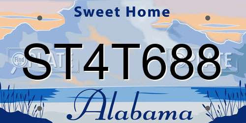 ST4T688 Alabama License Plate