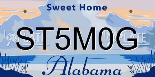 ST5M0G Alabama License Plate