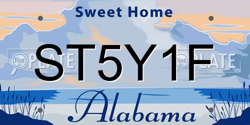 ST5Y1F Alabama License Plate