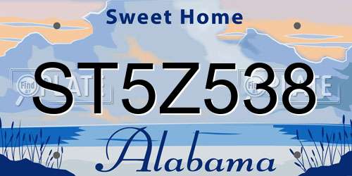 ST5Z538 Alabama License Plate