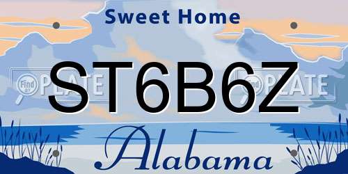 ST6B6Z Alabama License Plate