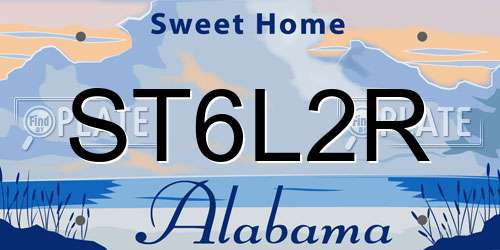ST6L2R Alabama License Plate