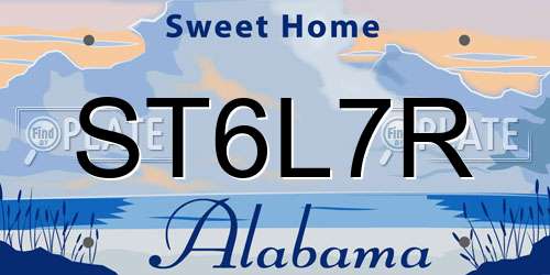ST6L7R Alabama License Plate