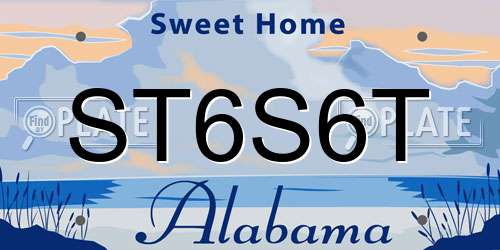 ST6S6T Alabama License Plate