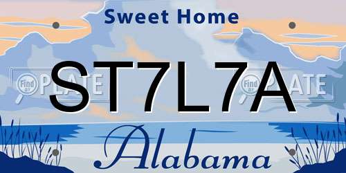 ST7L7A Alabama License Plate