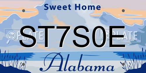 ST7S0E Alabama License Plate