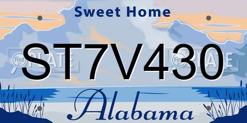 ST7V430 Alabama License Plate