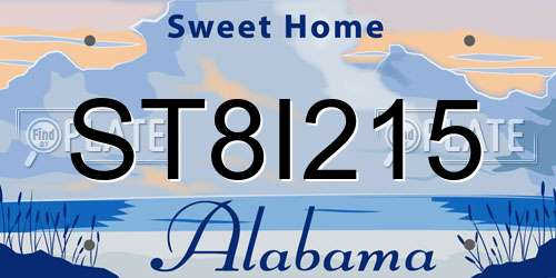 ST8I215 Alabama License Plate