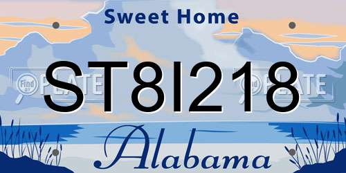 ST8I218 Alabama License Plate