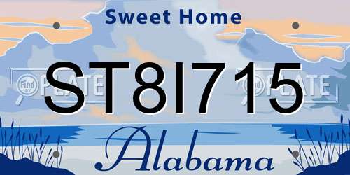 ST8I715 Alabama License Plate