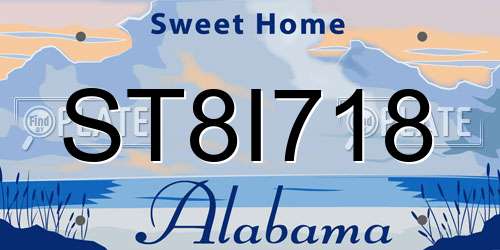 ST8I718 Alabama License Plate