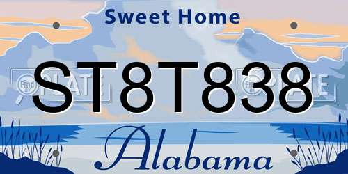 ST8T838 Alabama License Plate
