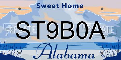 ST9B0A Alabama License Plate