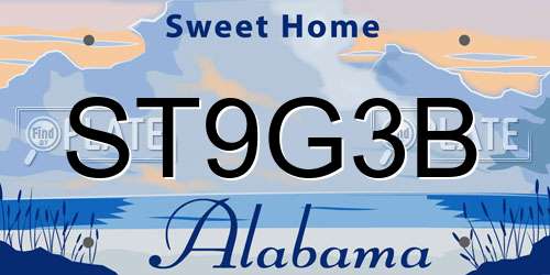 ST9G3B Alabama License Plate