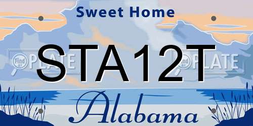 STA12T Alabama License Plate