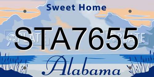 STA7655 Alabama License Plate