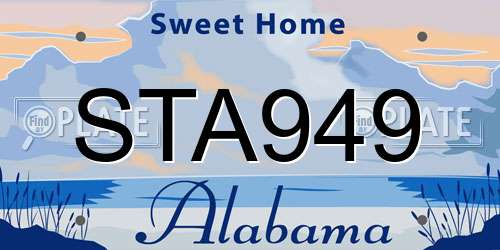 STA949 Alabama License Plate