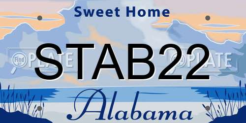 STAB22 Alabama License Plate