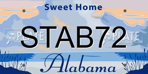 STAB72 Alabama License Plate